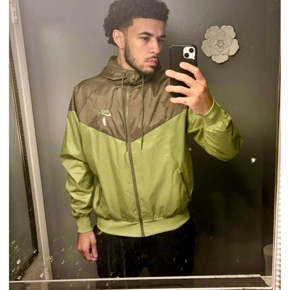 Nike Vintage Rare Windrunner Windbreaker Jacket Green Brown Nylon M
